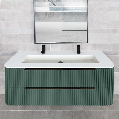 Lacava - Flutti Wall-Mount Under-Counter Vanity With Rounded Corners, Fluted Detailing And Four Drawers