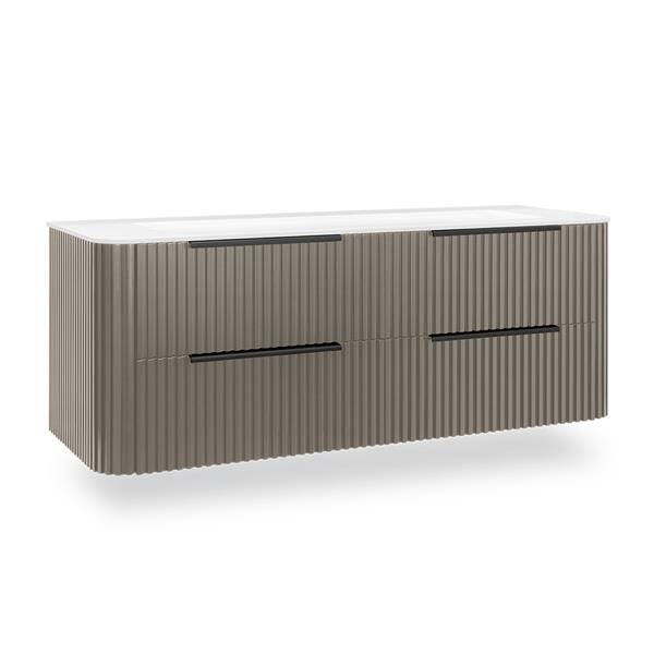 Lacava - Flutti Wall-Mount Under-Counter Vanity With Rounded Corners, Fluted Detailing And Four Drawers