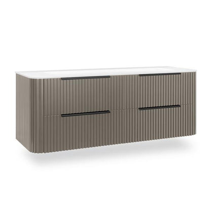 Lacava - Flutti Wall-Mount Under-Counter Vanity With Rounded Corners, Fluted Detailing And Four Drawers