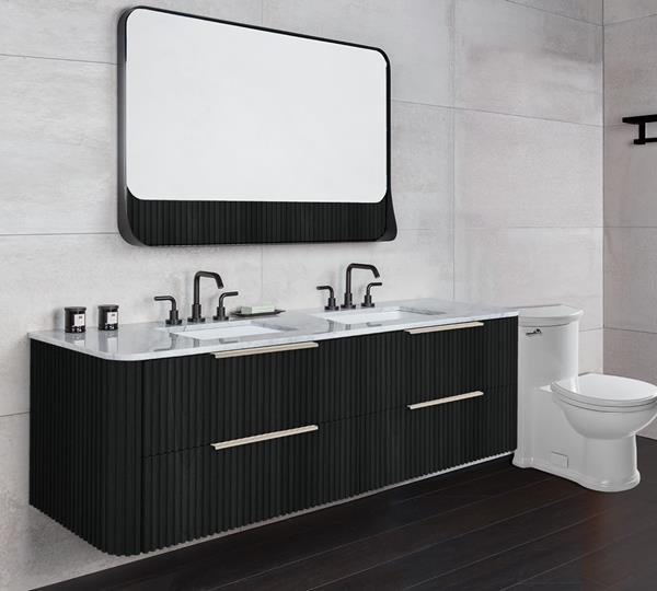 Lacava - Flutti Wall-Mount Under-Counter Vanity With Rounded Corners, Fluted Detailing And Four Drawers