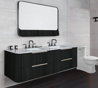 Lacava - Flutti Wall-Mount Under-Counter Vanity With Rounded Corners, Fluted Detailing And Four Drawers