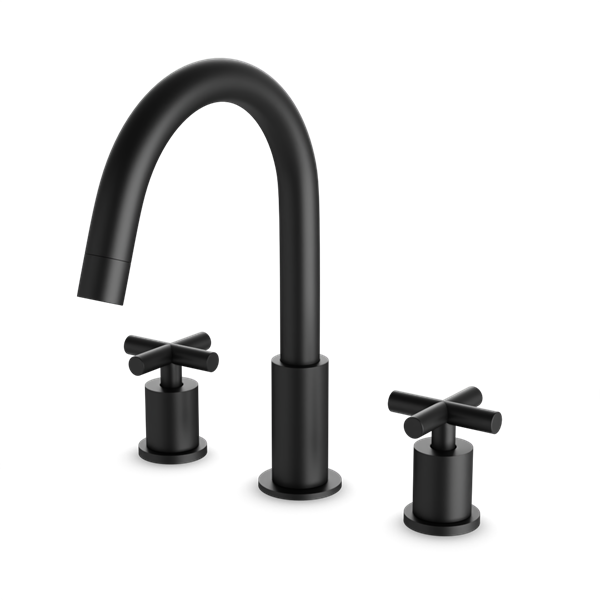 Artos - Opera 3-Hole Deck Mount Tub Filler With Cross Handles