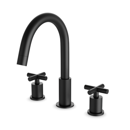 Artos - Opera 3-Hole Deck Mount Tub Filler With Cross Handles