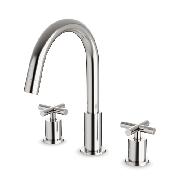 Artos - Opera 3-Hole Deck Mount Tub Filler With Cross Handles