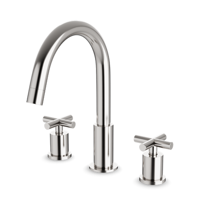 Artos - Opera 3-Hole Deck Mount Tub Filler With Cross Handles