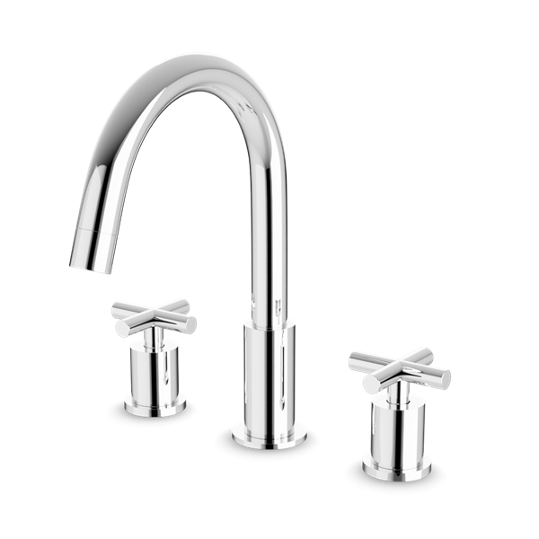 Artos - Opera 3-Hole Deck Mount Tub Filler With Cross Handles