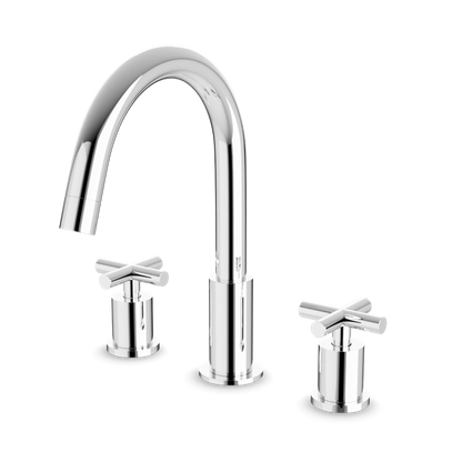 Artos - Opera 3-Hole Deck Mount Tub Filler With Cross Handles