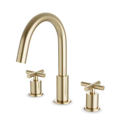 Artos - Opera 3-Hole Deck Mount Tub Filler With Cross Handles