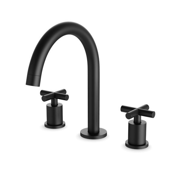 Artos - Opera 3-Hole Deck Mount Tub Filler With Arc Spout & Cross Handles