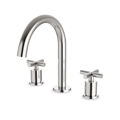 Artos - Opera 3-Hole Deck Mount Tub Filler With Arc Spout & Cross Handles