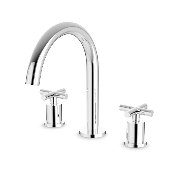 Artos - Opera 3-Hole Deck Mount Tub Filler With Arc Spout & Cross Handles