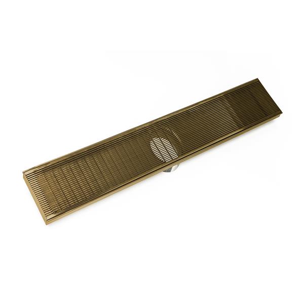 Infinity Drain - 60 Inch FX Series High Flow Complete Kit with Wedge Wire Grate with Cast Iron Drain Body