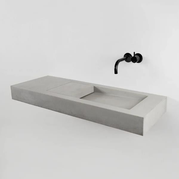 Kast - Flor 39-3/8 Inch Concrete Wall Hung Basin - Right-hand basin