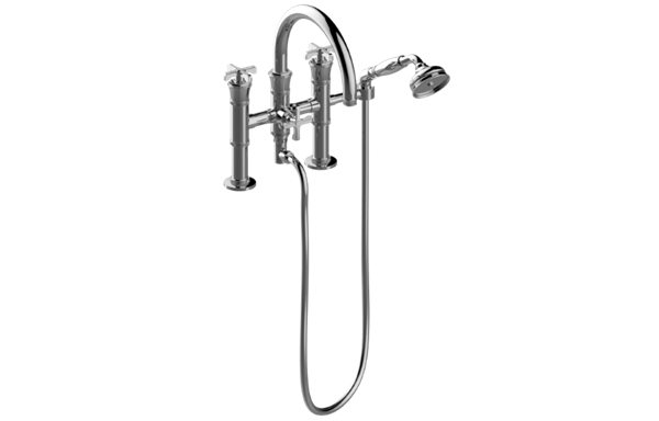 Graff - Vignola Deck-Mounted Tub Filler Cross Handles Marble Insert