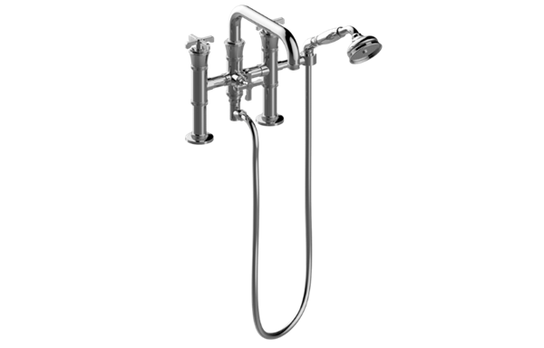 Graff - Vignola Deck-Mounted Tub Filler Cross Handles Marble Insert
