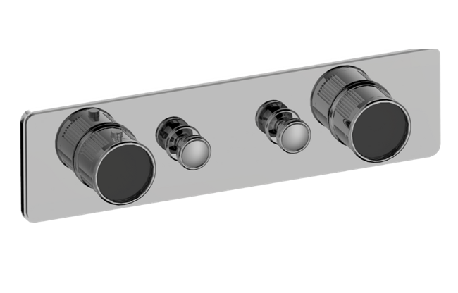 Graff - Riva Traditional 2-Button Split Knob Fluted Knurl Horizontal Trim