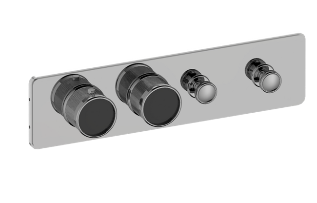 Graff - Riva Traditional 2-Button Paired Knob Diamond Knurl Horizontal Trim