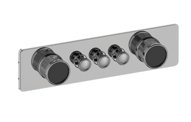 Graff - Riva Traditional 3-Button Split Knob Diamond Knurl Horizontal Trim