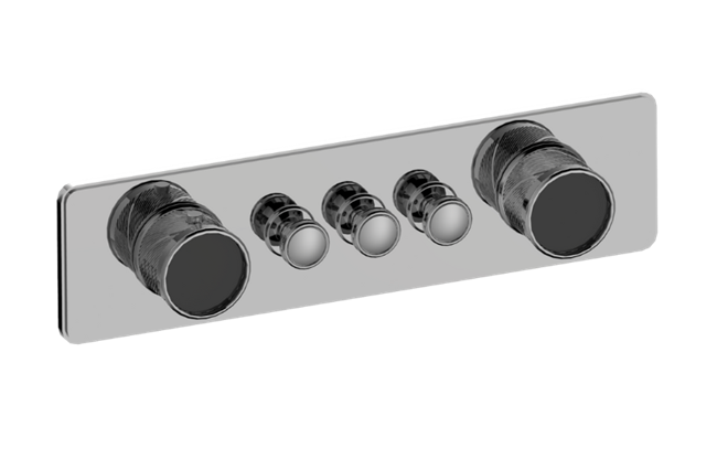 Graff - Riva Traditional 3-Button Split Knob Oblique Knurl Horizontal Trim