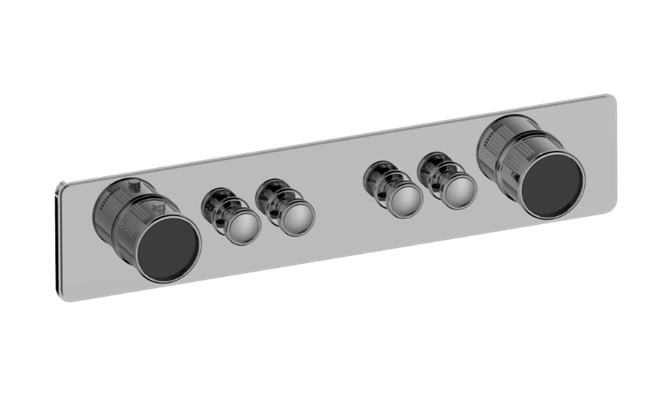 Graff - Riva Traditional 4-Button Split Knob Fluted Knurl Horizontal Trim