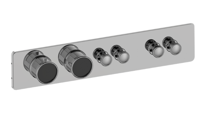Graff - Riva Traditional 4-Button Paired Knob Fluted Knurl Horizontal Trim