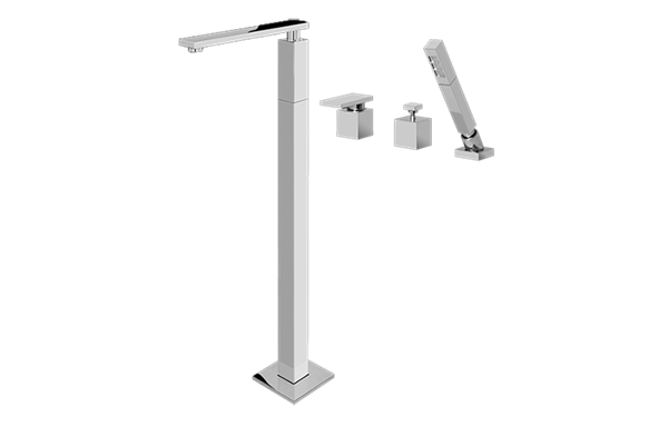 Graff - Solar Floor-Mounted Tub Filler w/Deck Mounted Handshower & Diverter
