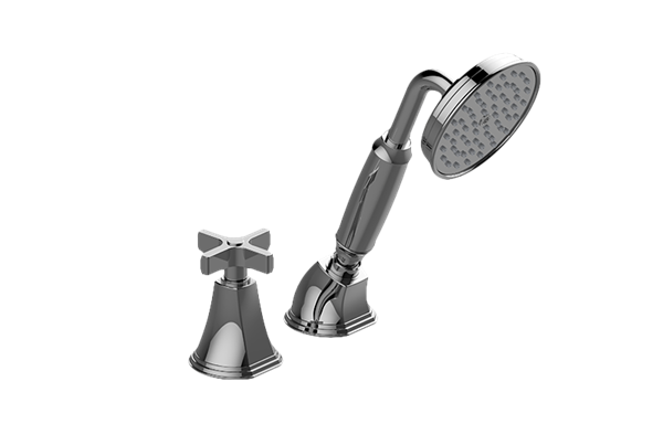 Graff - Finezza UNO Deck-Mounted Handshower & Diverter Set w/Cross Handle - Trim Only