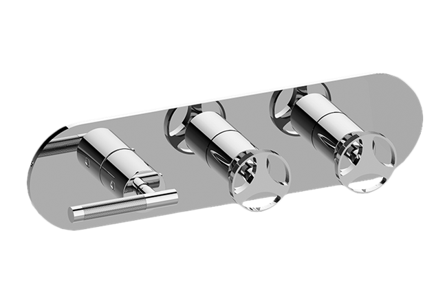 Graff - Harley Round M-Series Valve Trim with Three Handles (Horizontal Orientation)