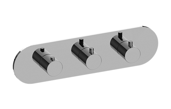 Graff - M.E. Round M-Series Valve Trim with Three Handles (Horizontal Orientation)