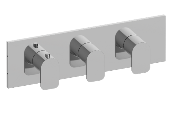 Graff - Sento Square M-Series Valve Trim with Three Handles (Horizontal Orientation)
