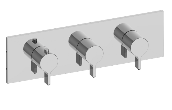 Graff - Terra Square M-Series Valve Trim with Three Handles (Horizontal Orientation)