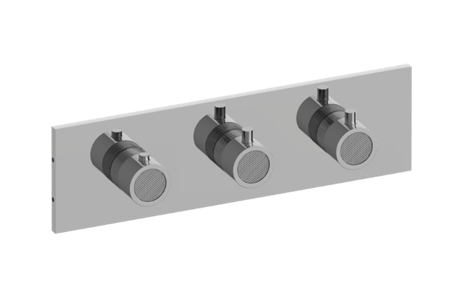 Graff - Incanto Square M-Series Valve Trim with Three Handles (Horizontal Orientation)