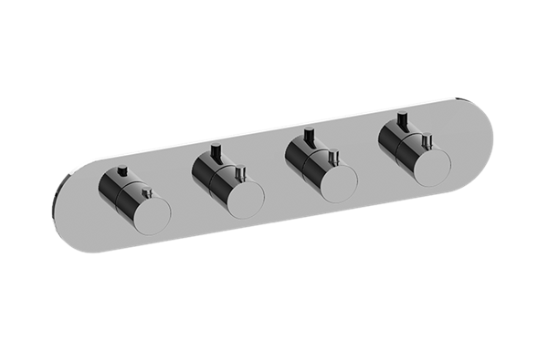 Graff - M.E. Round M-Series Valve Trim with Four Handles (Horizontal Orientation)
