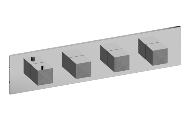 Graff - Incanto Square M-Series Valve Trim with Four Handles (Horizontal Orientation)