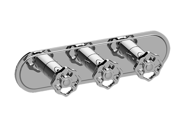 Graff - Vintage Traditional M-Series Valve Trim with Three Handles (Horizontal Orientation)