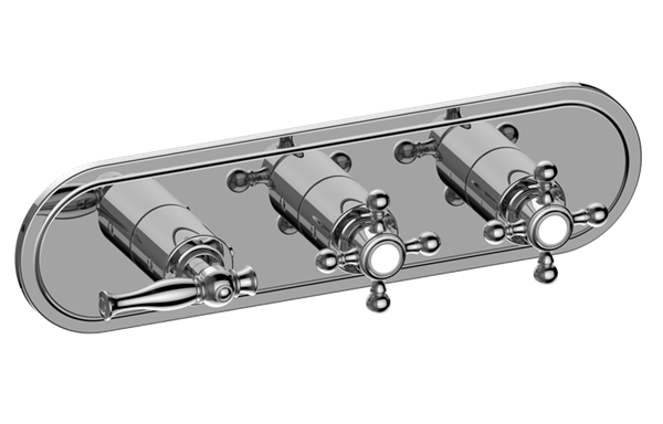 Graff - Lauren Traditional M-Series Valve Trim with Three Handles (Horizontal Orientation)