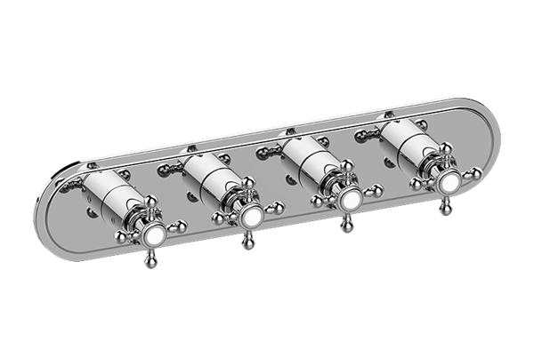 Graff - Adley Traditional M-Series Valve Trim with Four Handles (Horizontal Orientation)