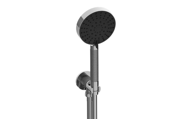 Graff - Riva Contemporary Handshower with Wall Bracket and Integrated Wall Supply Elbow Diamond Knurled