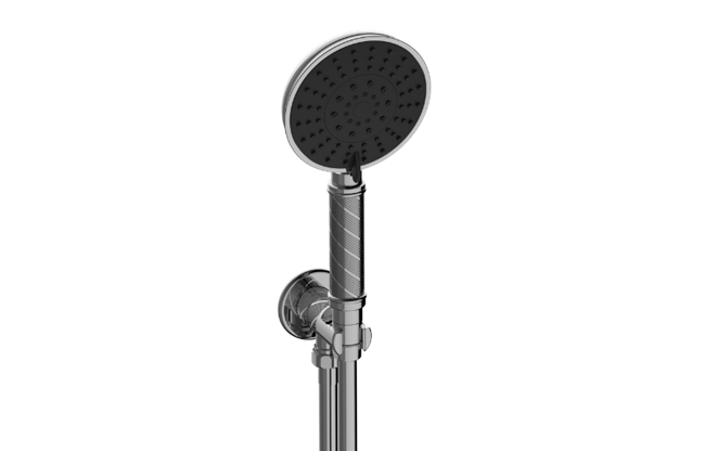 Graff - Riva Traditional Handshower with Wall Bracket and Integrated Wall Supply Elbow Oblique Knurled