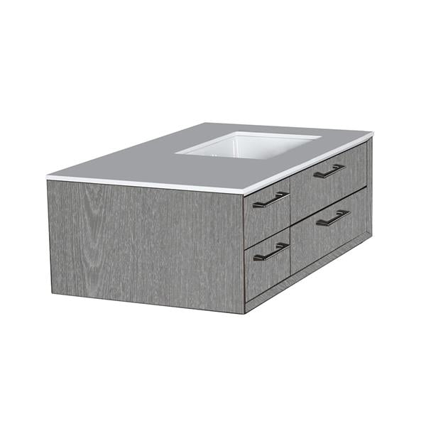 Lacava - Gemelli Cabinet Of Wall-Mount Under-Counter Vanity Featuring Three Drawers And Solid Surface Countertop