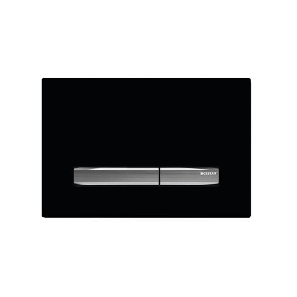Lacava - Geberit Sigma50 Dual-Flush Actuator With Smoke Satin Glass And Brushed Stainless Steel Buttons.