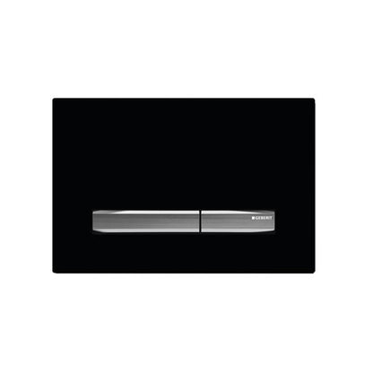Lacava - Geberit Sigma50 Dual-Flush Actuator With Smoke Satin Glass And Brushed Stainless Steel Buttons.