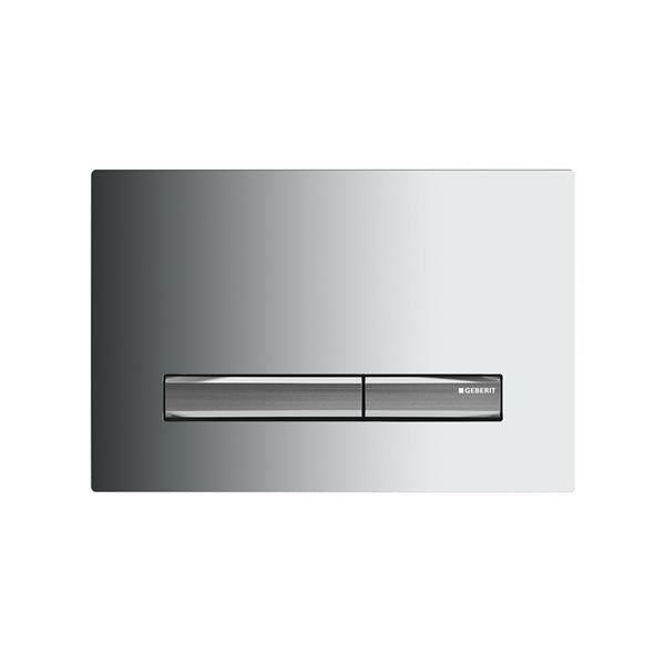 Lacava - Geberit Sigma50 Dual-Flush Actuator With Smoke Satin Glass And Brushed Stainless Steel Buttons.
