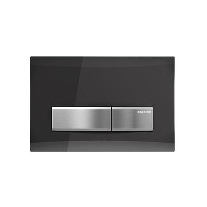 Lacava - Geberit Sigma50 Dual-Flush Actuator With Smoke Satin Glass And Brushed Stainless Steel Buttons.
