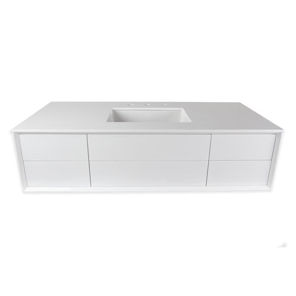 Lacava - Gemelli Cabinet Of Wall-Mount Under-Counter Vanity Featuring Five Drawers And Solid Surface Countertop