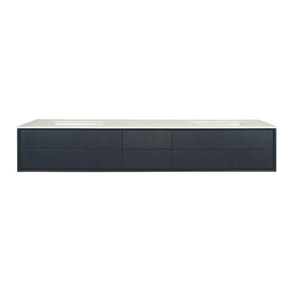 Lacava - Gemelli Cabinet Of Wall-Mount Under-Counter Vanity Featuring Four Drawers And Solid Surface Countertop