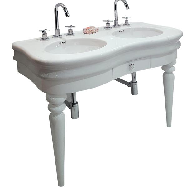 Lacava - Lirico Floor-Standing Console With Turn Legs And A Center Pull Out Drawer Stand For Bathroom Sinksh253