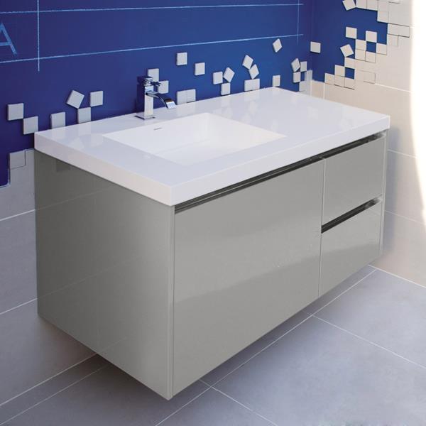 Lacava - Kubista Wall-Mounted Undercounter Vanity With A Large Drawer On Left And 2 Small Drawers On Right