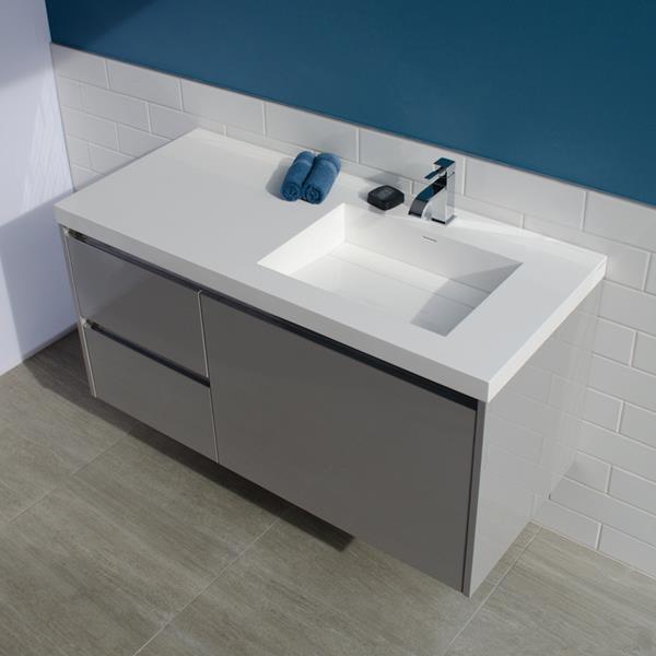 Lacava - Kubista Wall-Mounted Undercounter Vanity With A Large Drawer On Right And 2 Small Drawers On Left