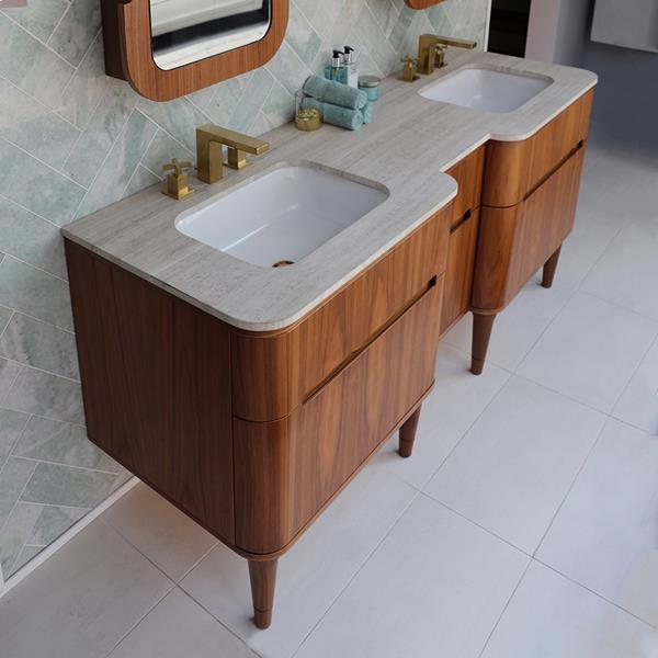 Lacava - Eleganza Wall Mount Under-Counter Double Vanity With Four Finger Routed Drawers